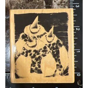 Penny Black Snow Smile Rubber Stamp 3727H Wood-Mounted Penguin Trio